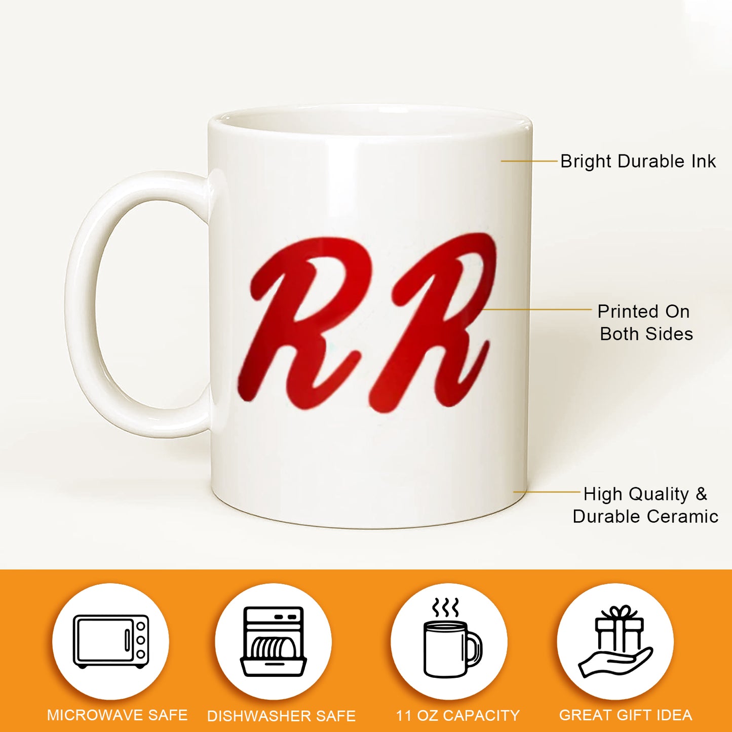 RR, Double R Coffee Mug, Gift Mug, Cup, Gift for your friend, brother, sister, Funny mug.