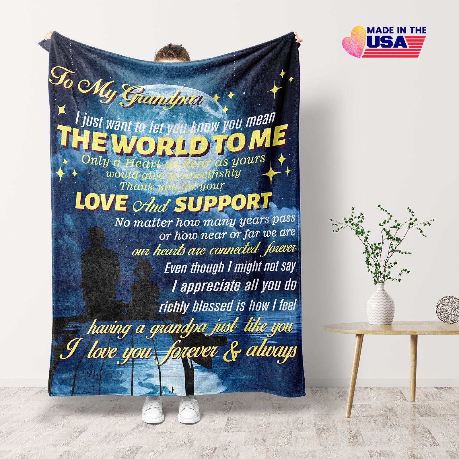 I just want to let you know you mean the worle to me,Blanket Gift For Grandpa Birthday Thanksgiving day