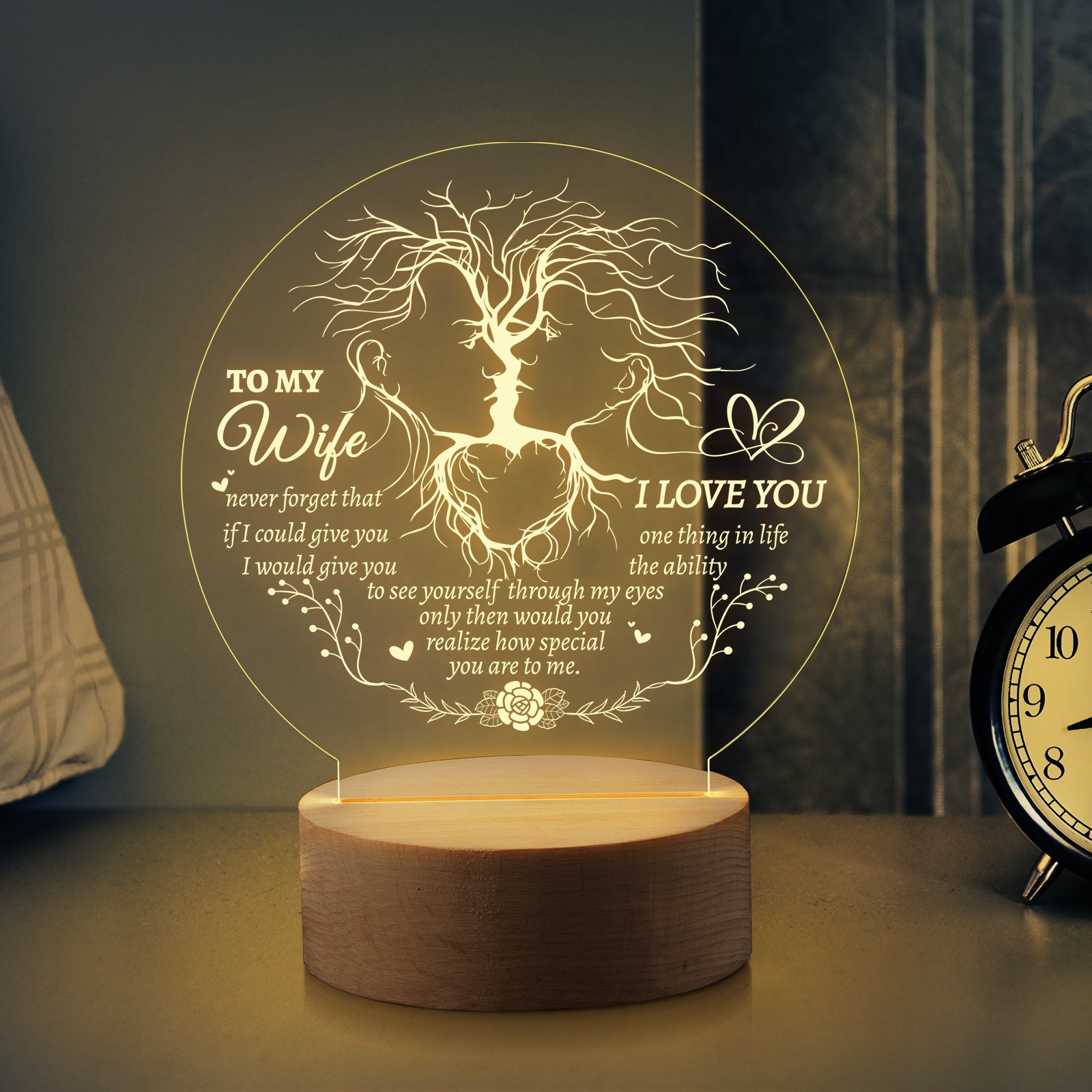 Round Night Lamp Gift for Wife,To My Wife I Love You ,Gift for Wife Birthday Anniversary Valentine's Day，Gift for Wife from Husband