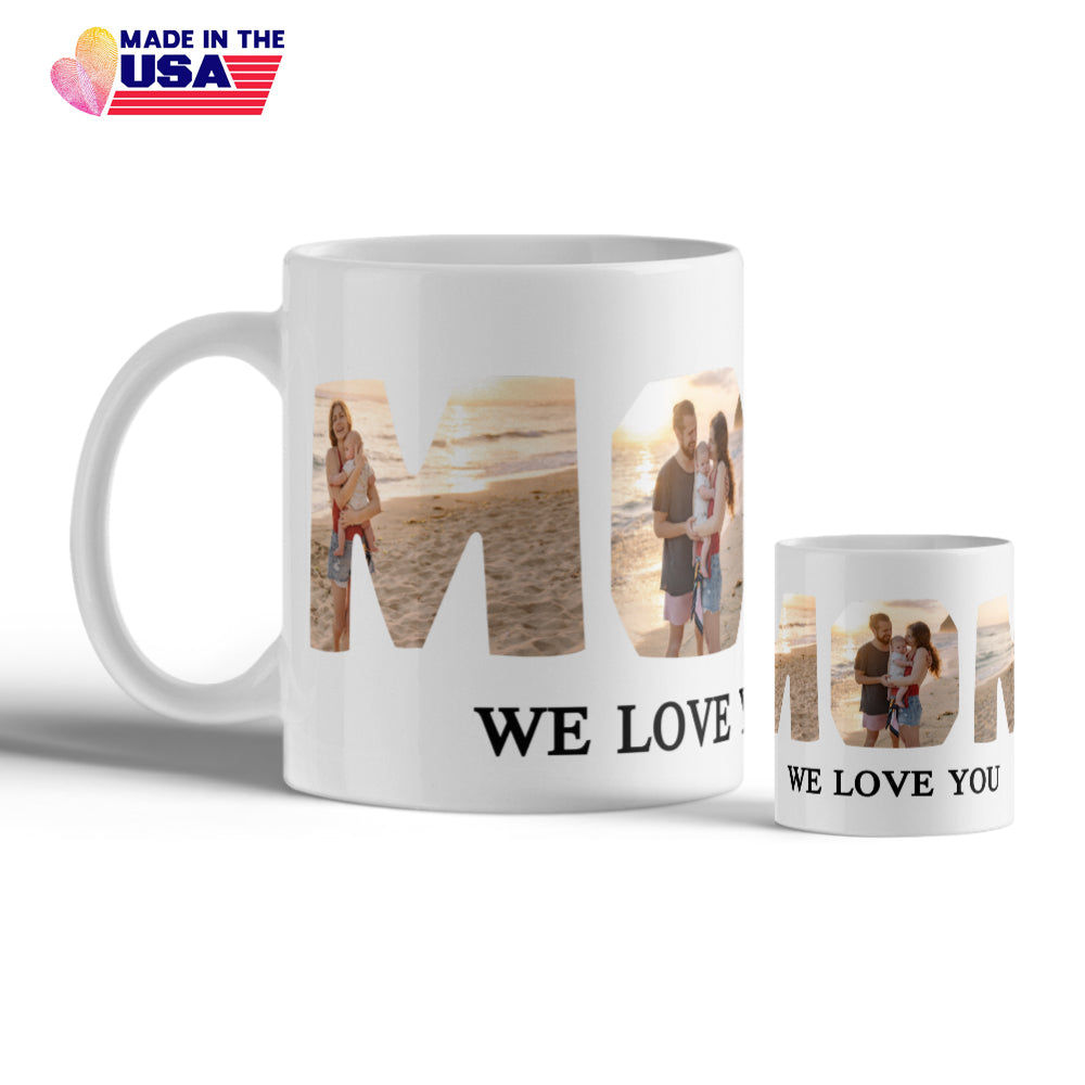 Mom we love you, Personalized gifts custom gift mug with 3 photos,Gift for mother from son, daughter