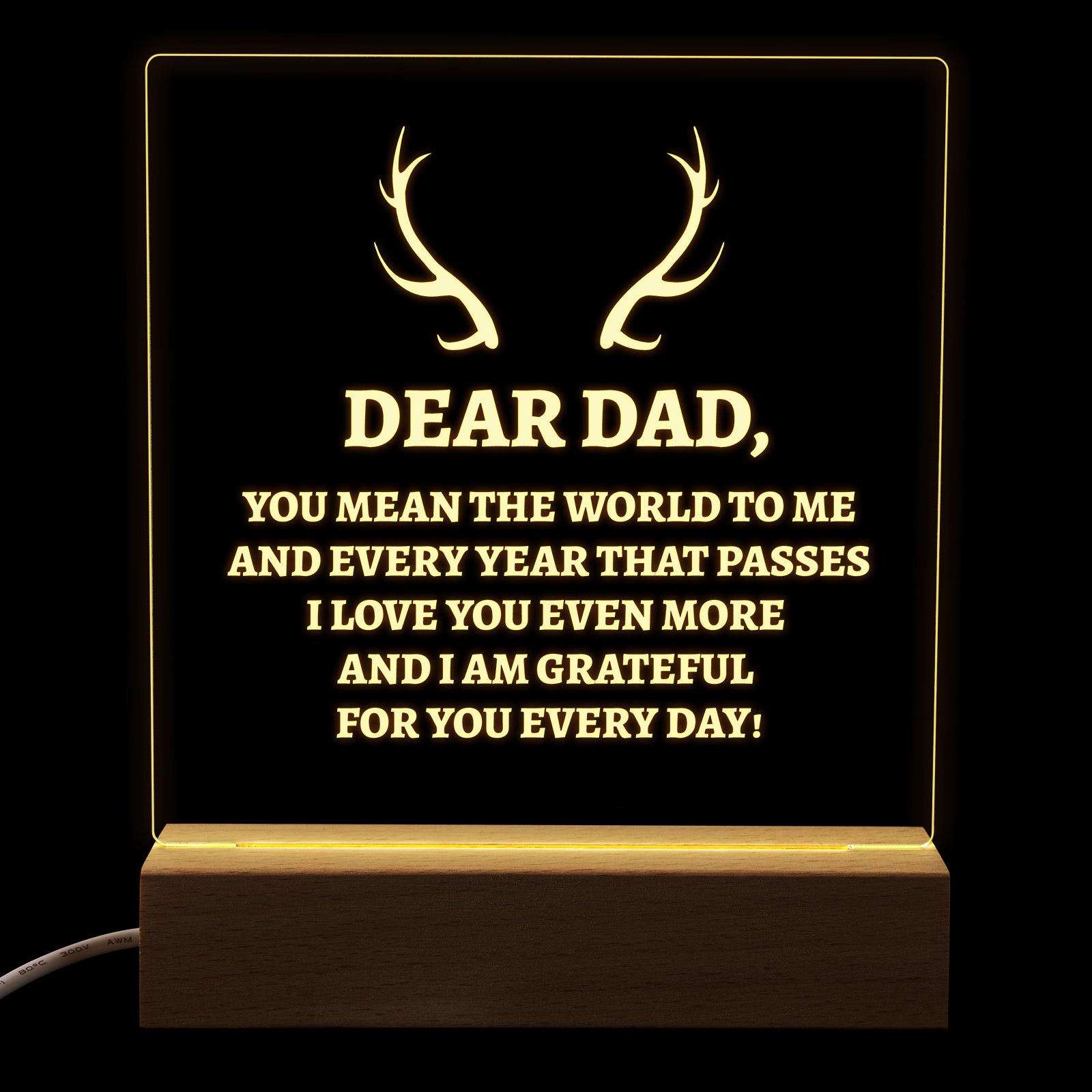 Square Night Light For Fathers Day Birthday Gift,A Letter To Father, Dad Gifts Personalized LED Lamp Presents Form Daughter,Son