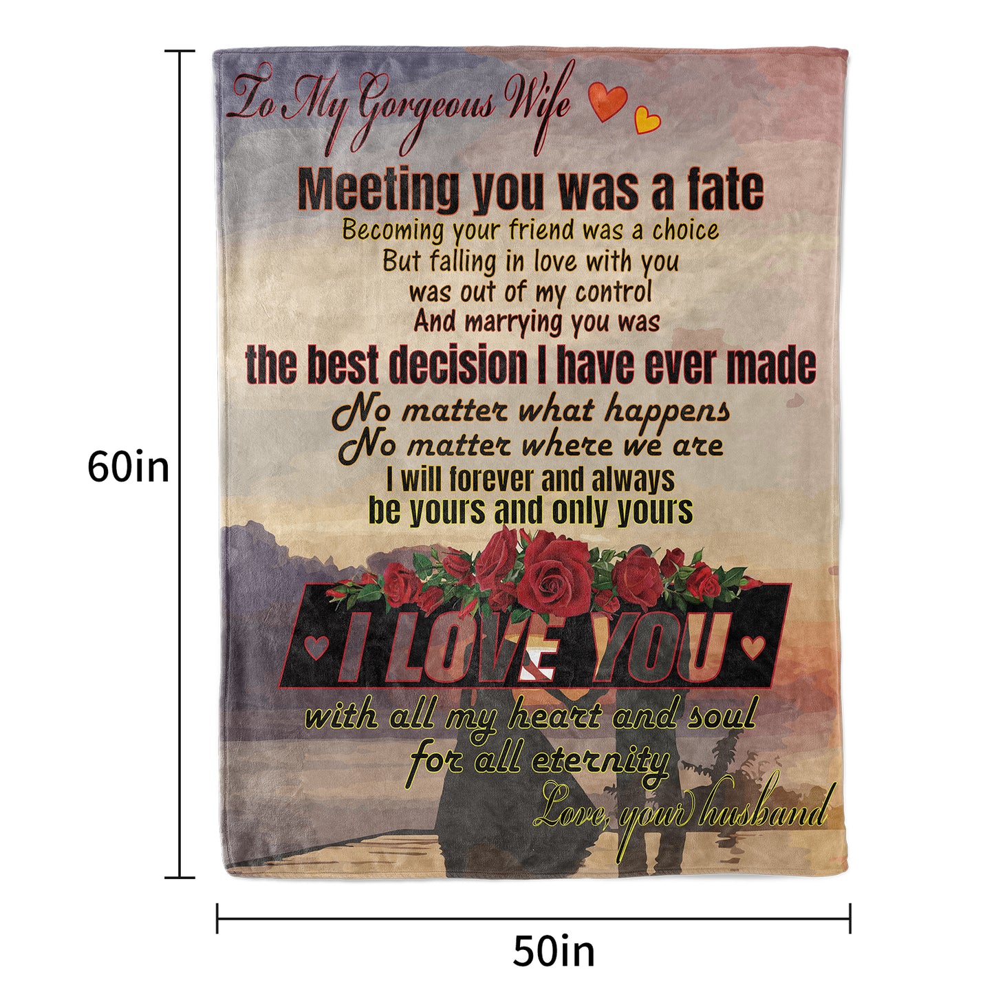 Meeting you was a fate-Gift for wife Valentine's Day Anniversary from husband,soft flannel blanket