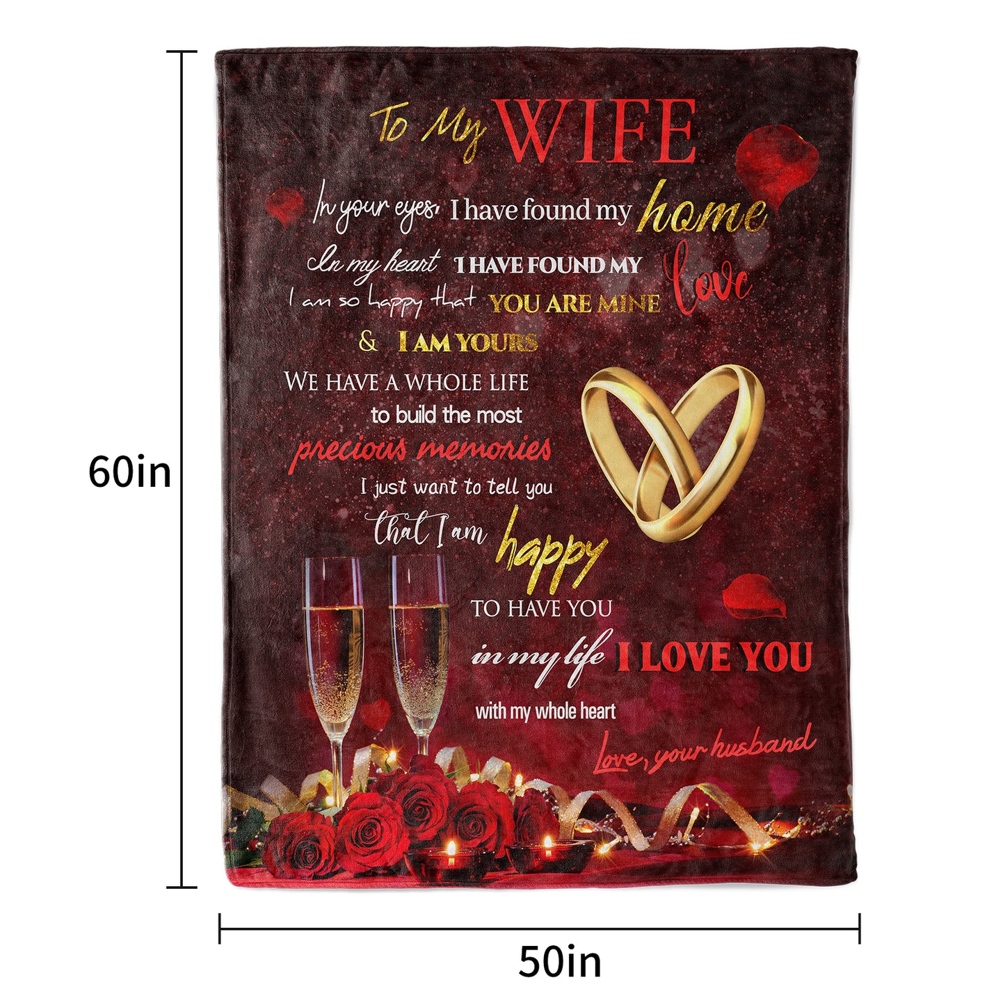 letter to my wife I love you,Gift for wife Valentine's Day Anniversary from husband,soft flannel blanket