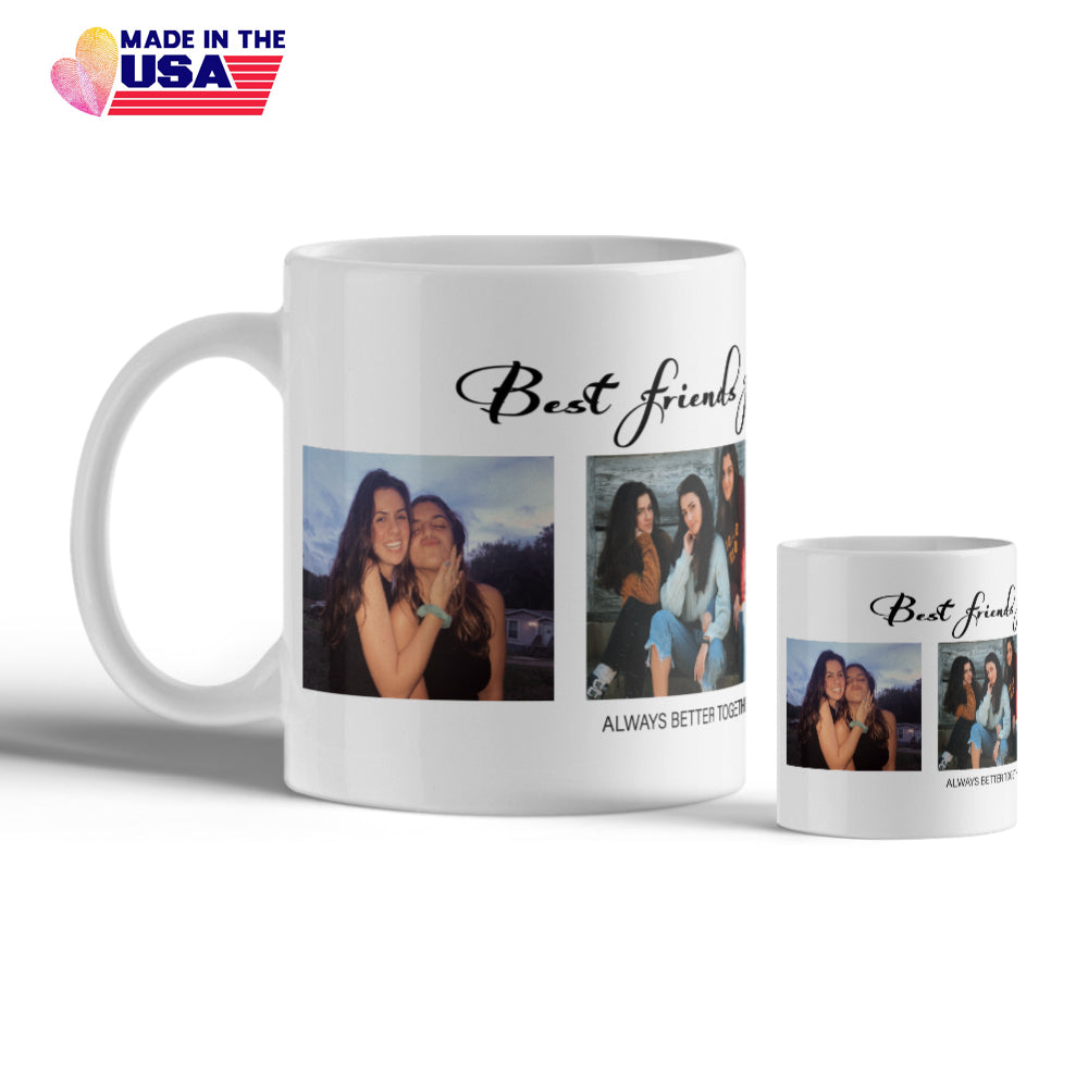 Best friends forever, Personalized gifts custom gift mug with 3 photos,Gift for friend, sister brother