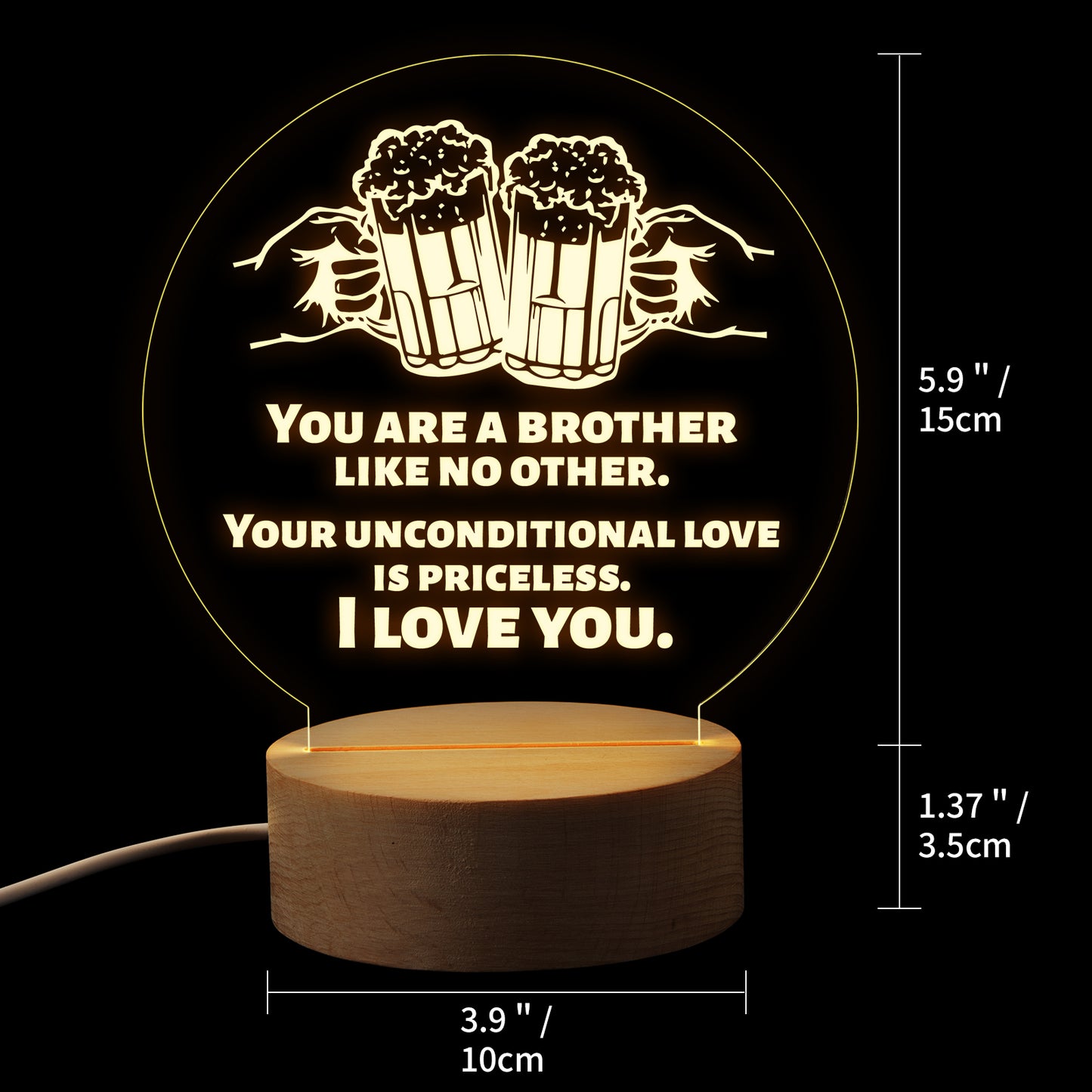 Round Night Lamp Gift for Brother,You Are The Brother Like No Other,LED Night Lamp Gift for Brother,Graduation Wedding Birthday Gift for Brother