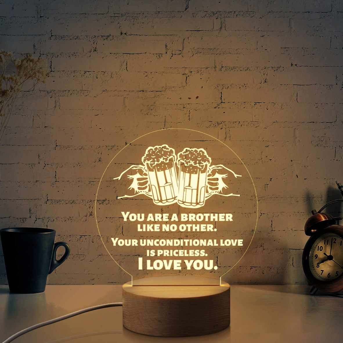 Round Night Lamp Gift for Brother,You Are The Brother Like No Other,LED Night Lamp Gift for Brother,Graduation Wedding Birthday Gift for Brother