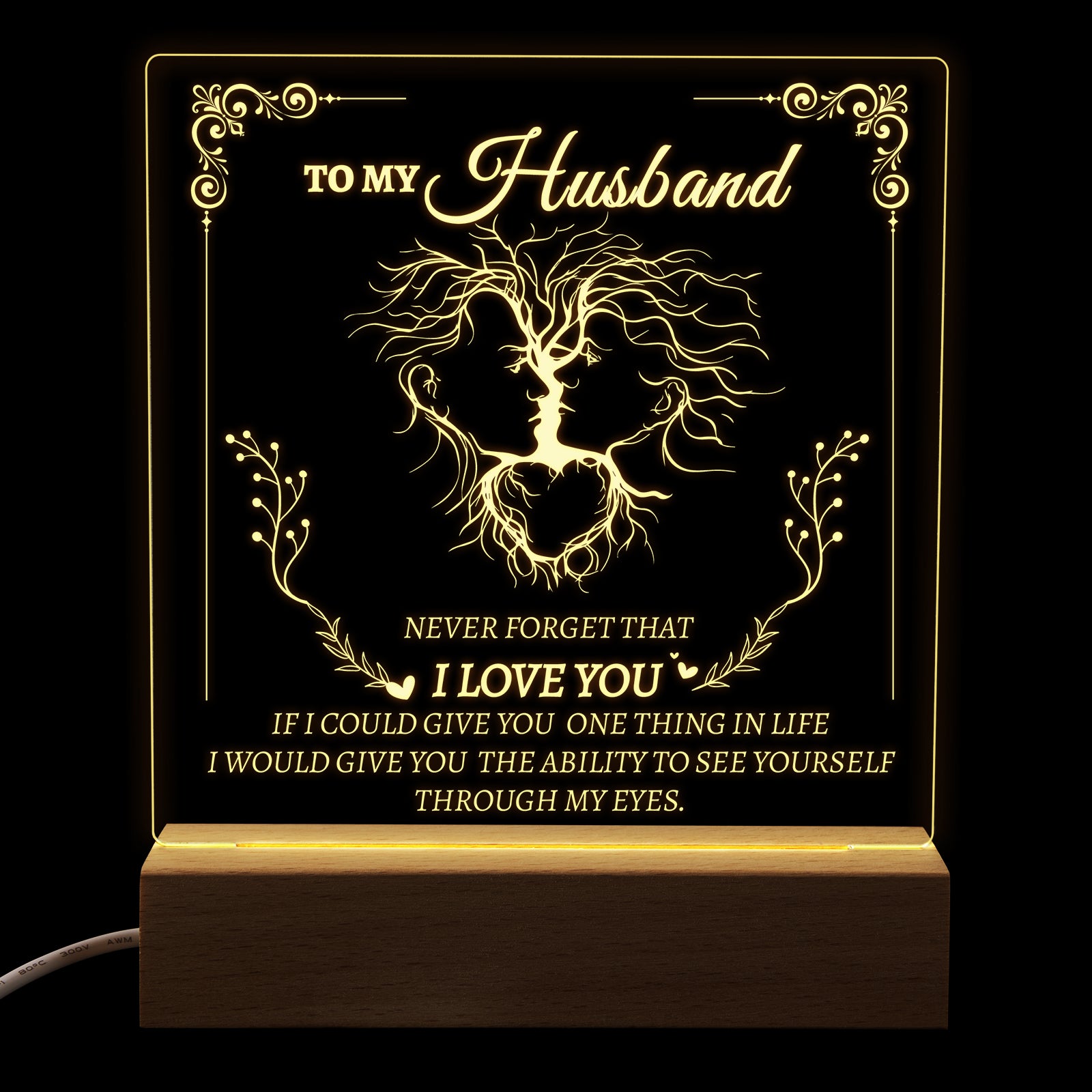 Square Night Lamp Gift for Husband,To My Husband I Love You,Gift for Husband Anniversary Valentine's Day Form Wife