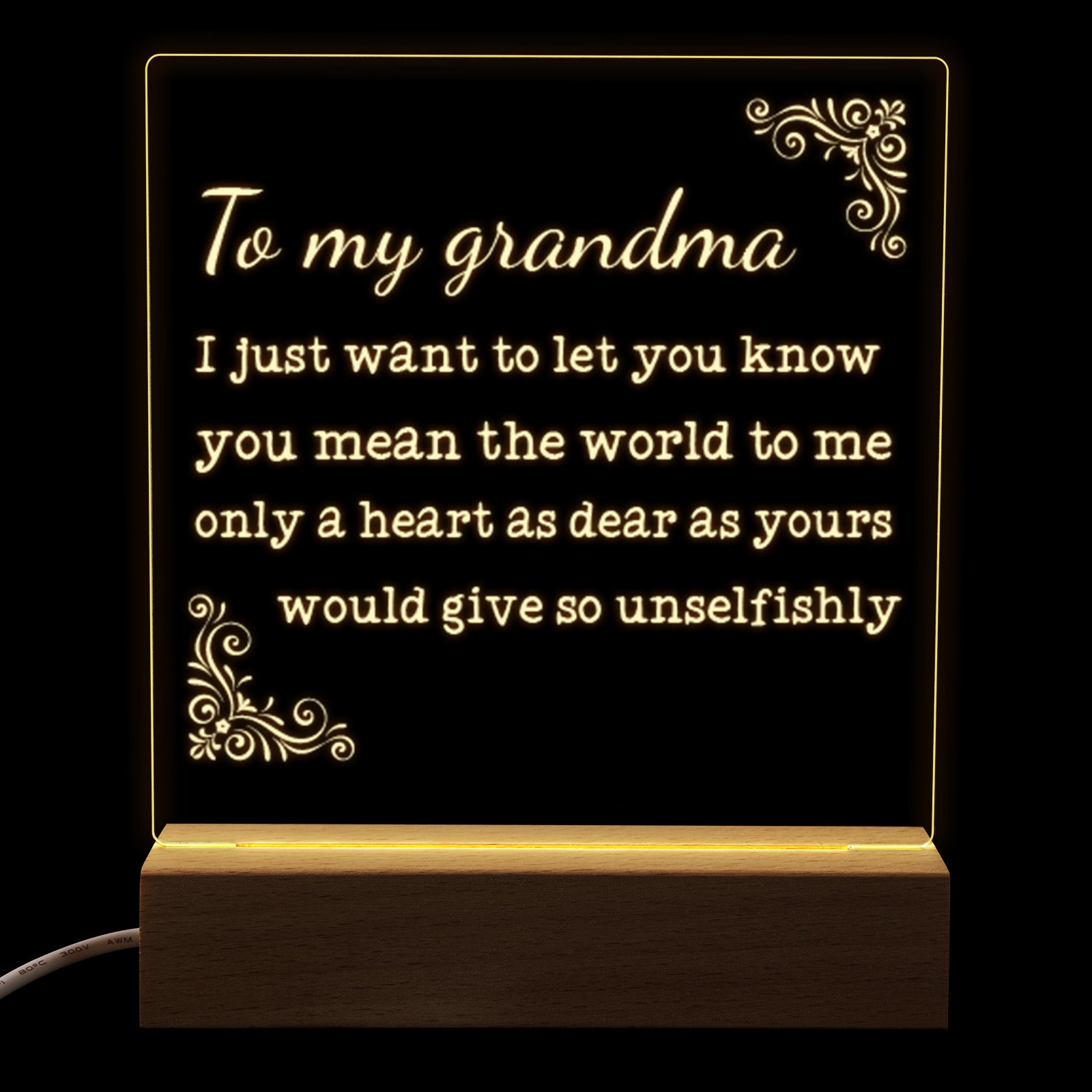 Square Night Lamp Gift for Grandma,I Just Want To Let You Know,Gift For Grandma Birthday Thanksgiving Day Form Granddaughter or Grandson