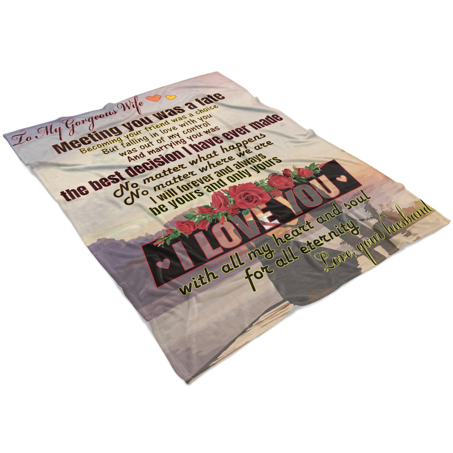 Meeting you was a fate-Gift for wife Valentine's Day Anniversary from husband,soft flannel blanket