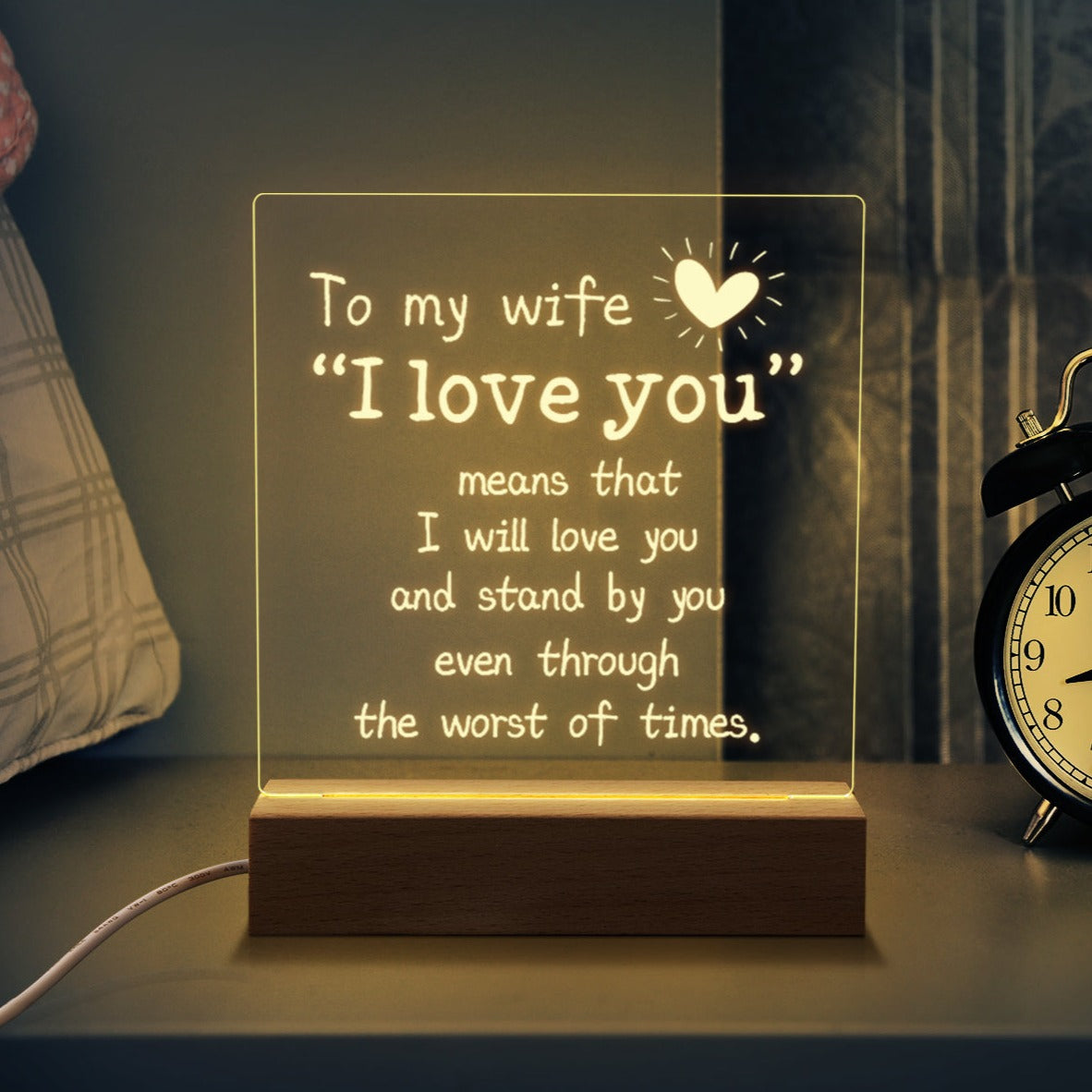 Square Night Lamp Gift for Wife,To My Wife I Love You ,Gift for Wife Birthday Anniversary Valentine's Day，Gift for Wife from Husband