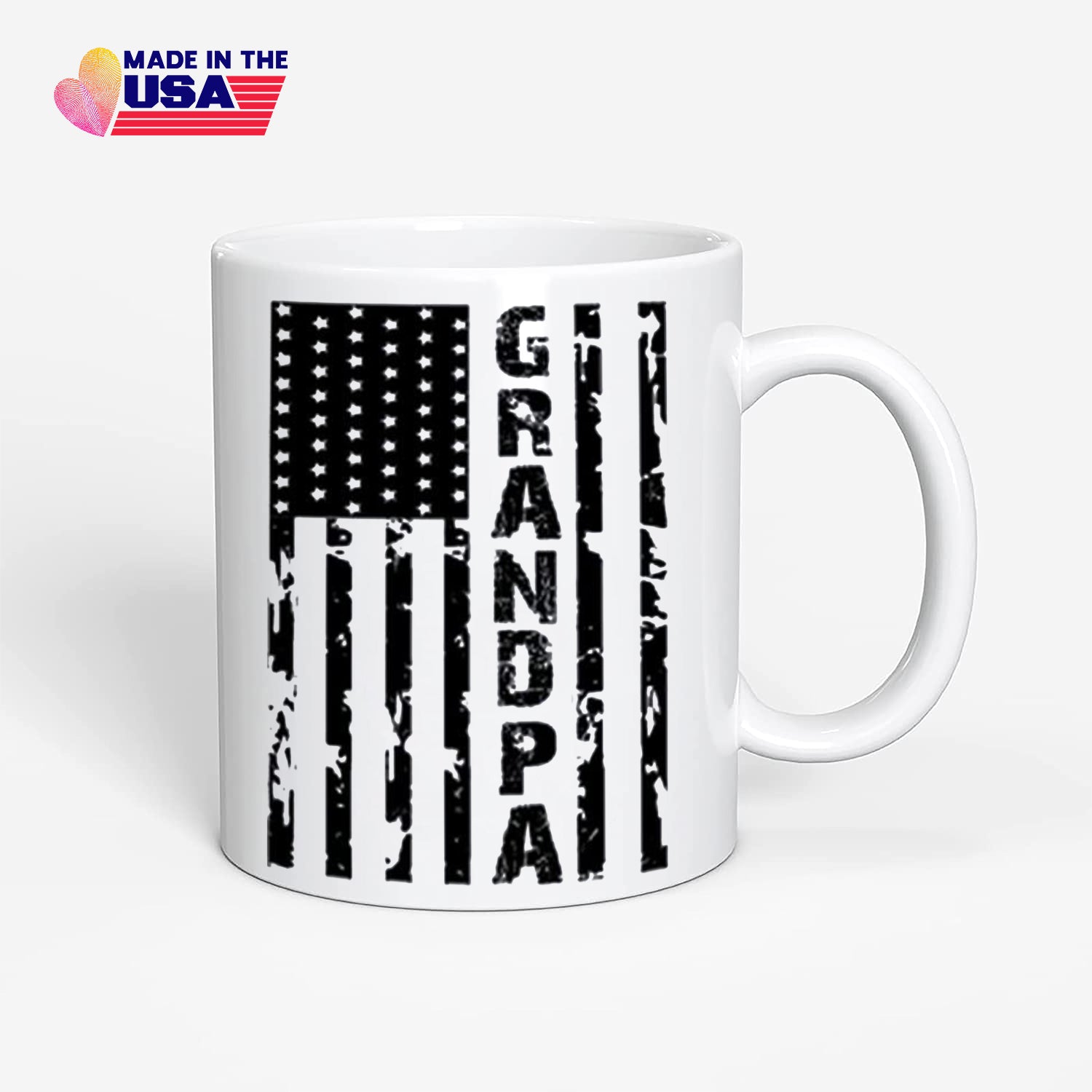 Grandpa Vintage American Flag Mug for Family and Friends Ceramic Coffee Mug White