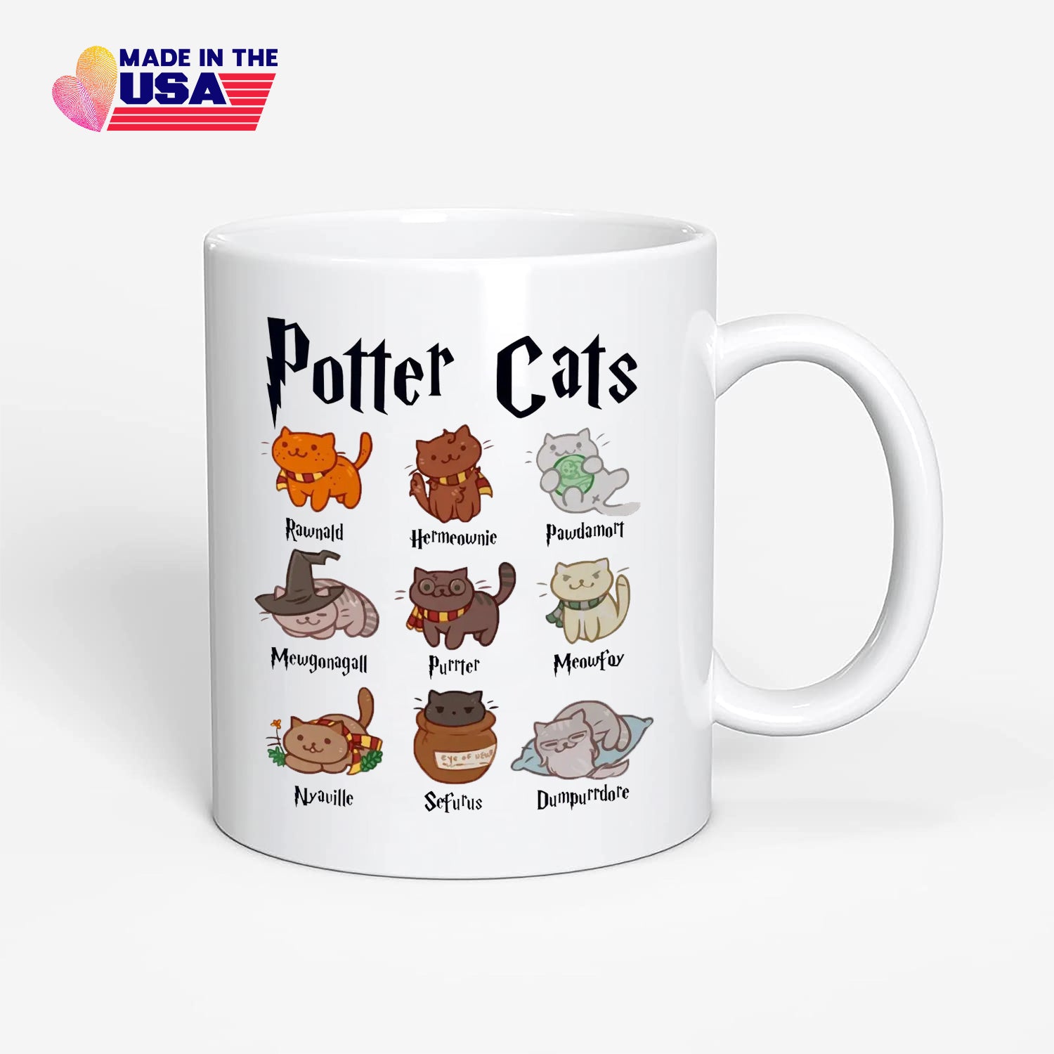 Potter Cats Mug, A Purrfect Gift for Harry Pawter Wizard Fans Birthday, Cat and Animal Lovers