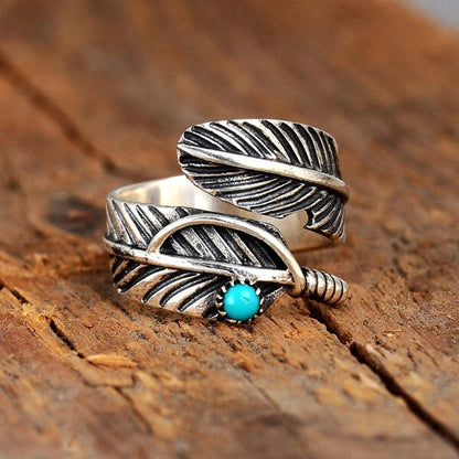 Feather Turquoise Sterling Silver Ring