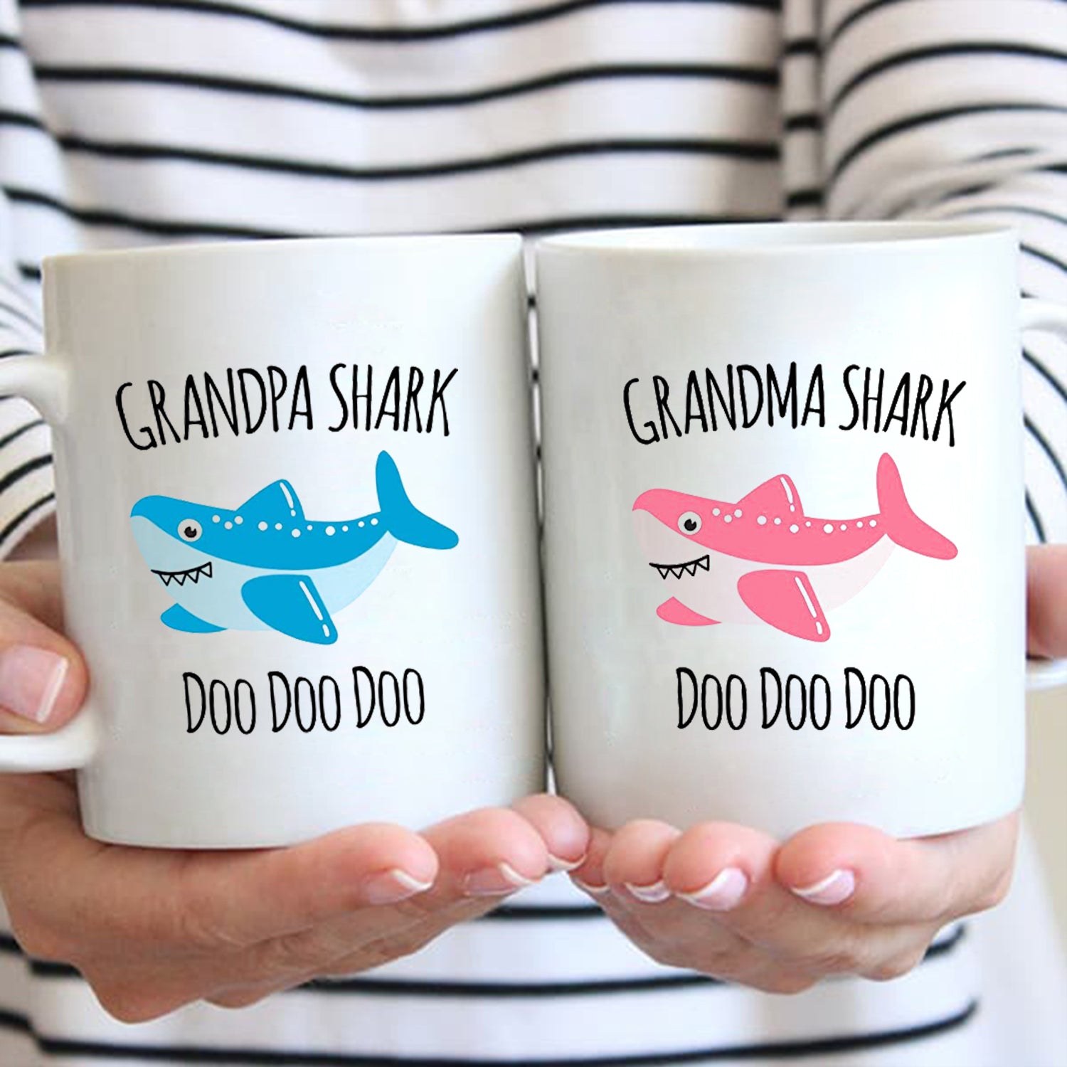 Grandma Shark Coffee Mug, Grandpa Shark Coffee Mug, gift for grandparents for grandson and granddaughter