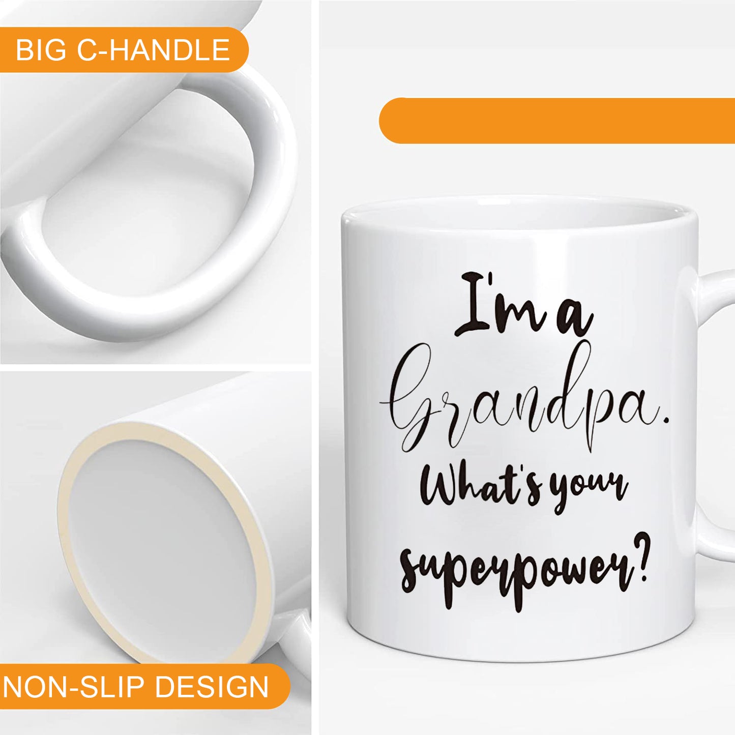 Im Grandpa Whats Your Superpower Mug, Funny Gifts for Grandpa from Granddaughter Grandson