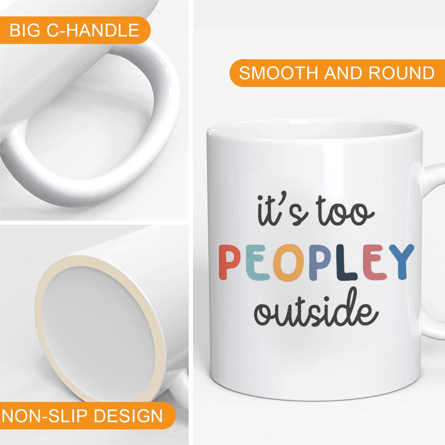 It's too peopley outside mug, coffee cup, funny gifts, gift for friends, christmas gift, birthday gift, funny mug