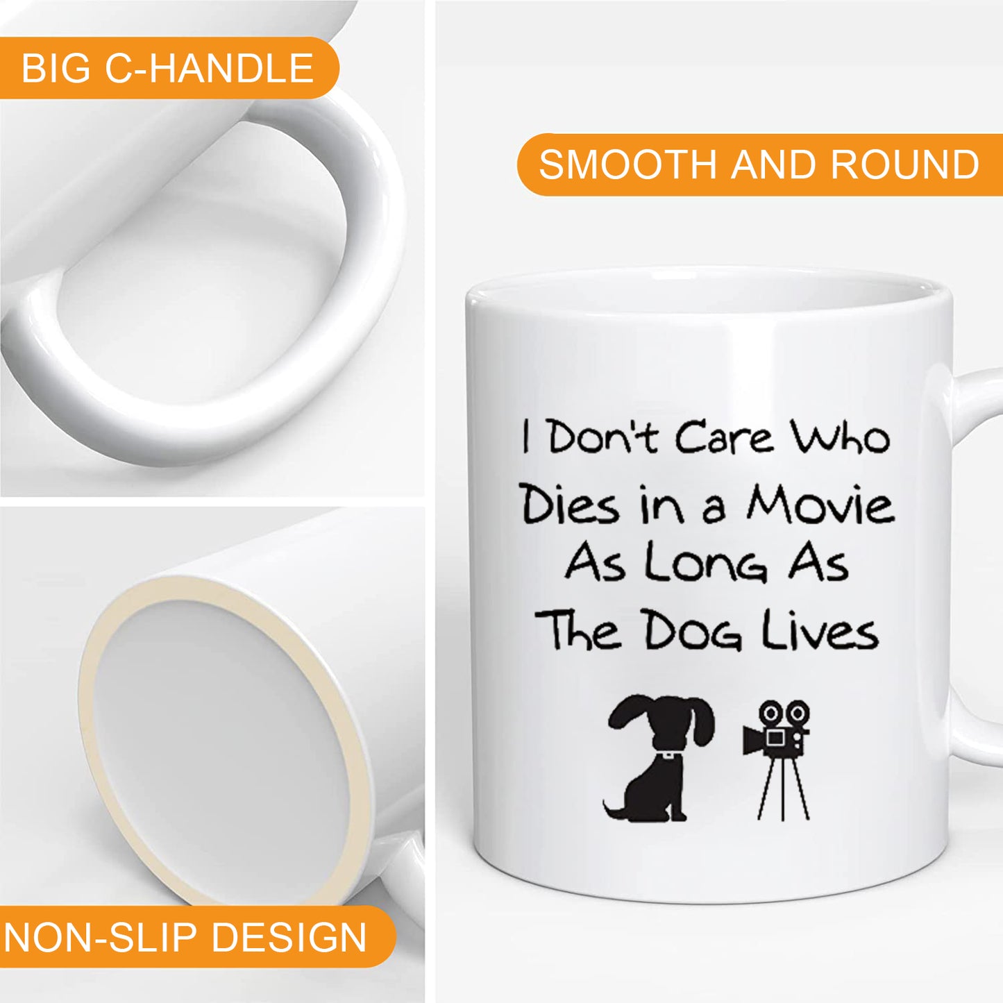I Don’t Care Who Dies in a Movie, as Long as the Dog Lives coffee mug, Fun Cute Dog mug, Funny Dog Coffee Mug for Dog Lovers Christmas Gifts