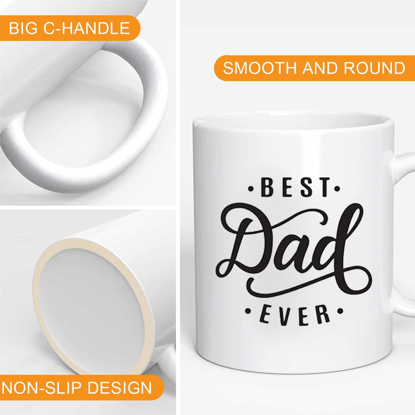 Best Dad Ever Coffee Mug, Best Dad Gifts from Daughter, Son, Wife, Kids, Unique Father's Day Gifts for Dad
