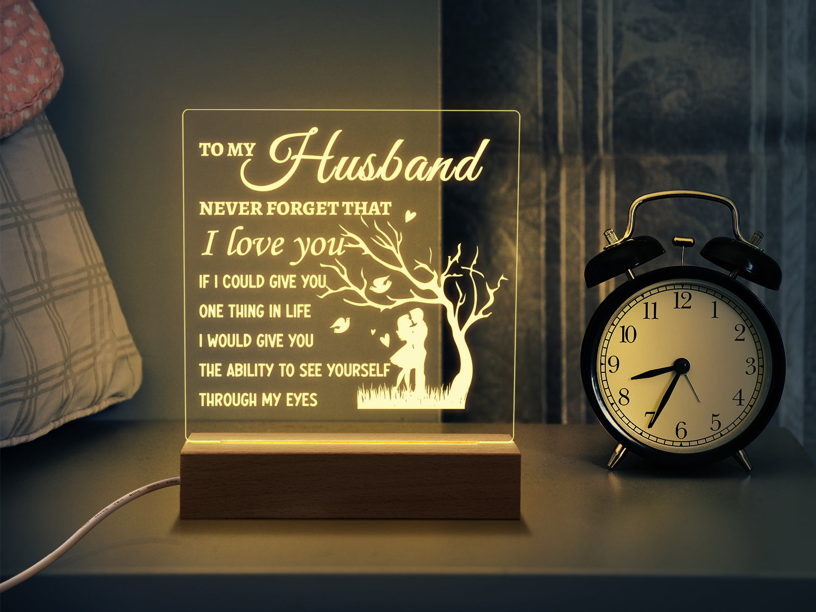 Square Night Lamp Gift for Husband,Never Togeter That I L ove You,Gift for Husband Anniversary Valentine's Day Form Wife