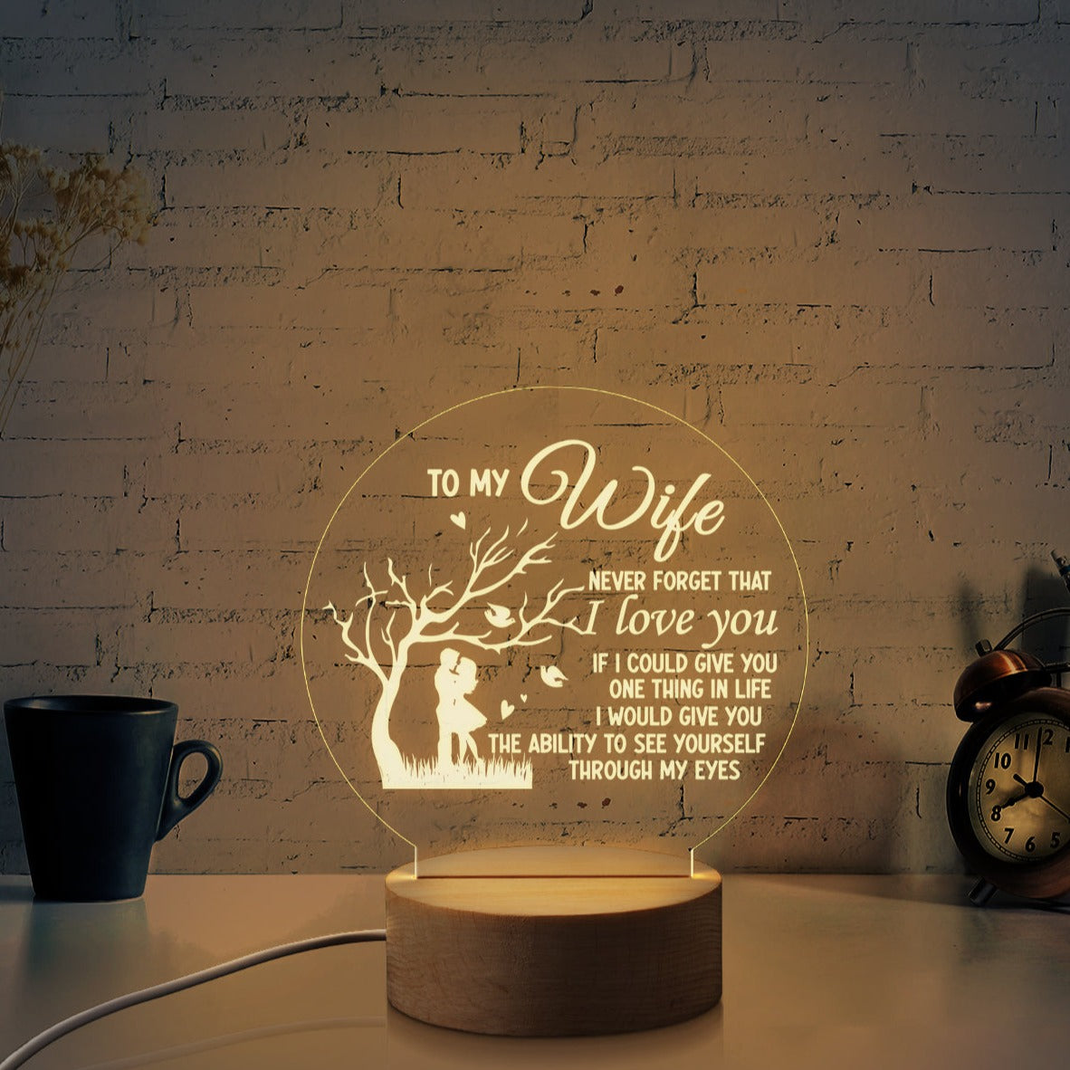 Round Night Lamp Gift for Wife,Never Forgeter That I Love You ,Gift for Wife Birthday Anniversary Valentine's Day，Gift for Wife from Husband