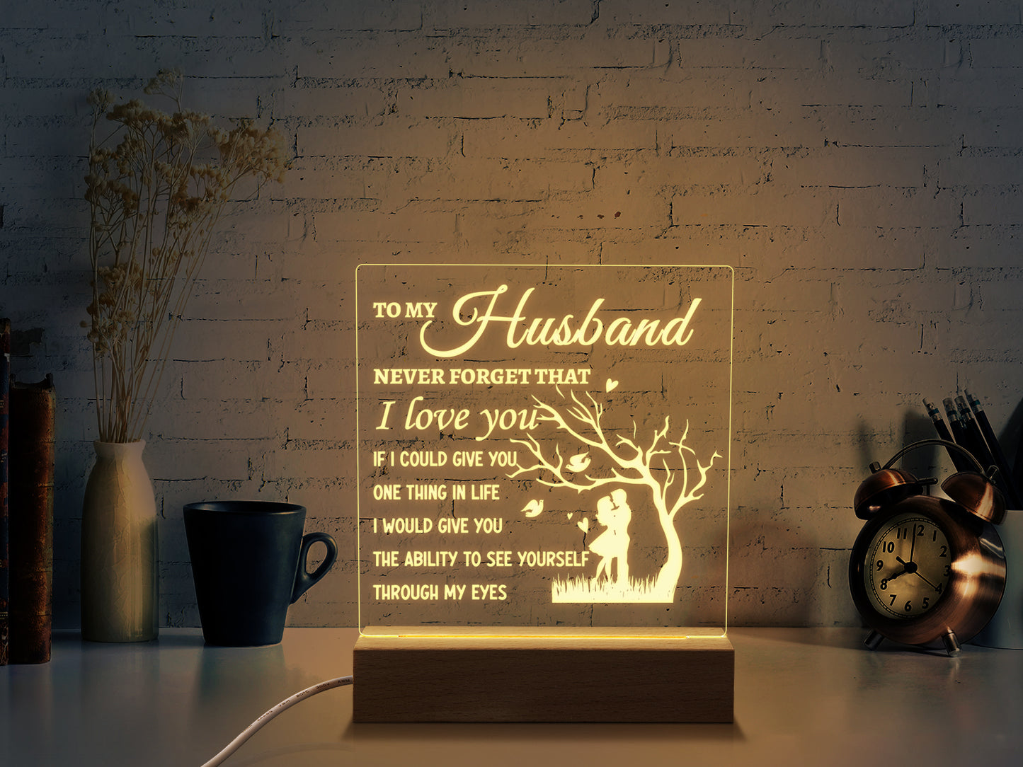 Square Night Lamp Gift for Husband,Never Togeter That I L ove You,Gift for Husband Anniversary Valentine's Day Form Wife