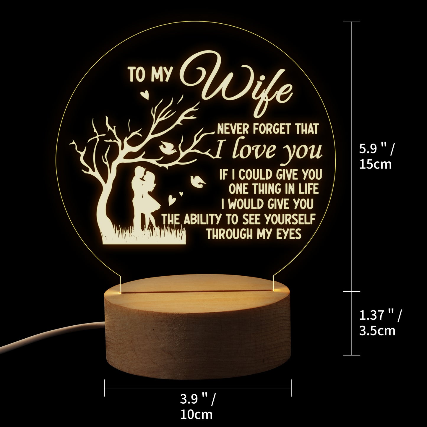 Round Night Lamp Gift for Wife,Never Forgeter That I Love You ,Gift for Wife Birthday Anniversary Valentine's Day，Gift for Wife from Husband