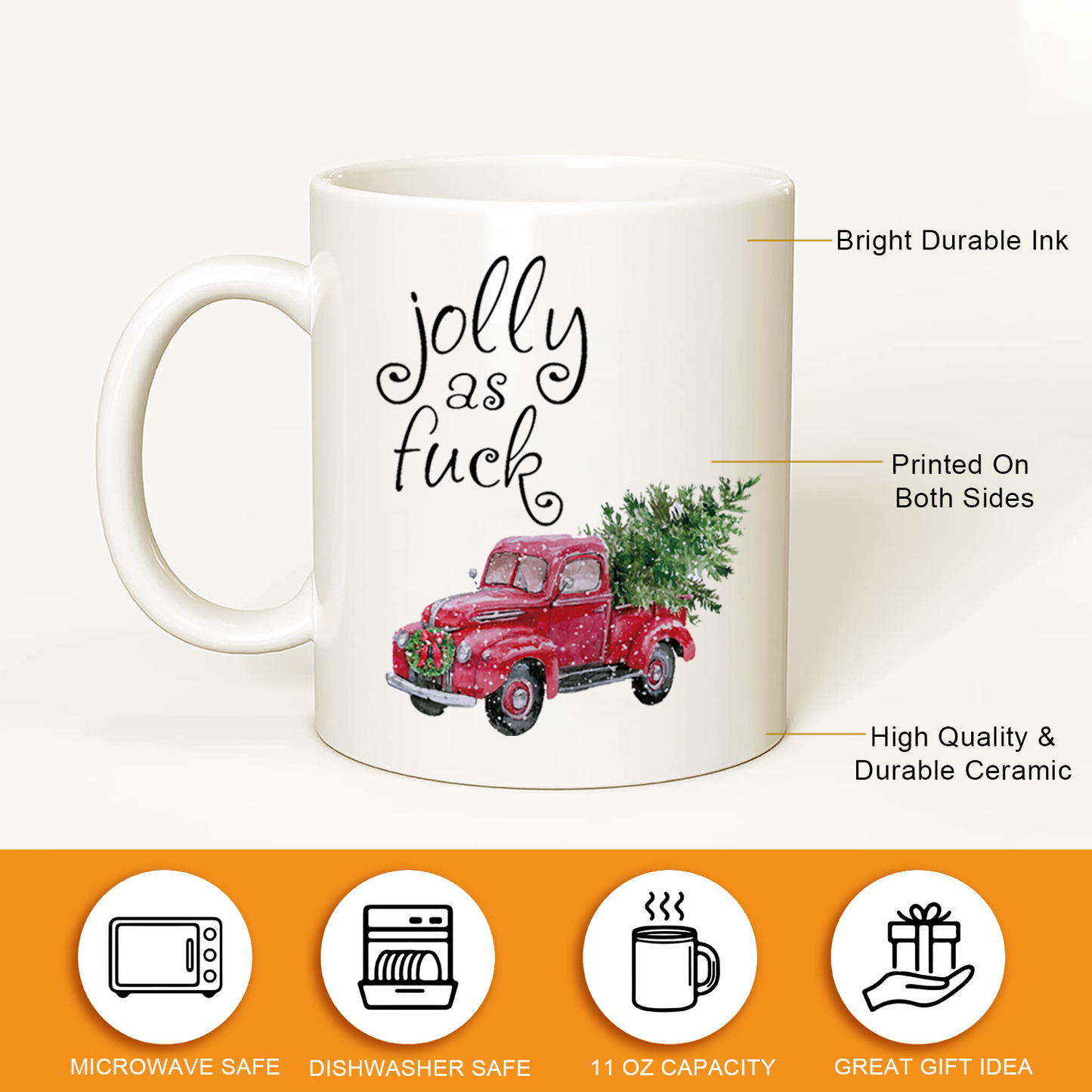 Unique Christmas Gift, Coffee Mug, Jolly as fuck, Fun and Creative Gifts for Brothers or Sister