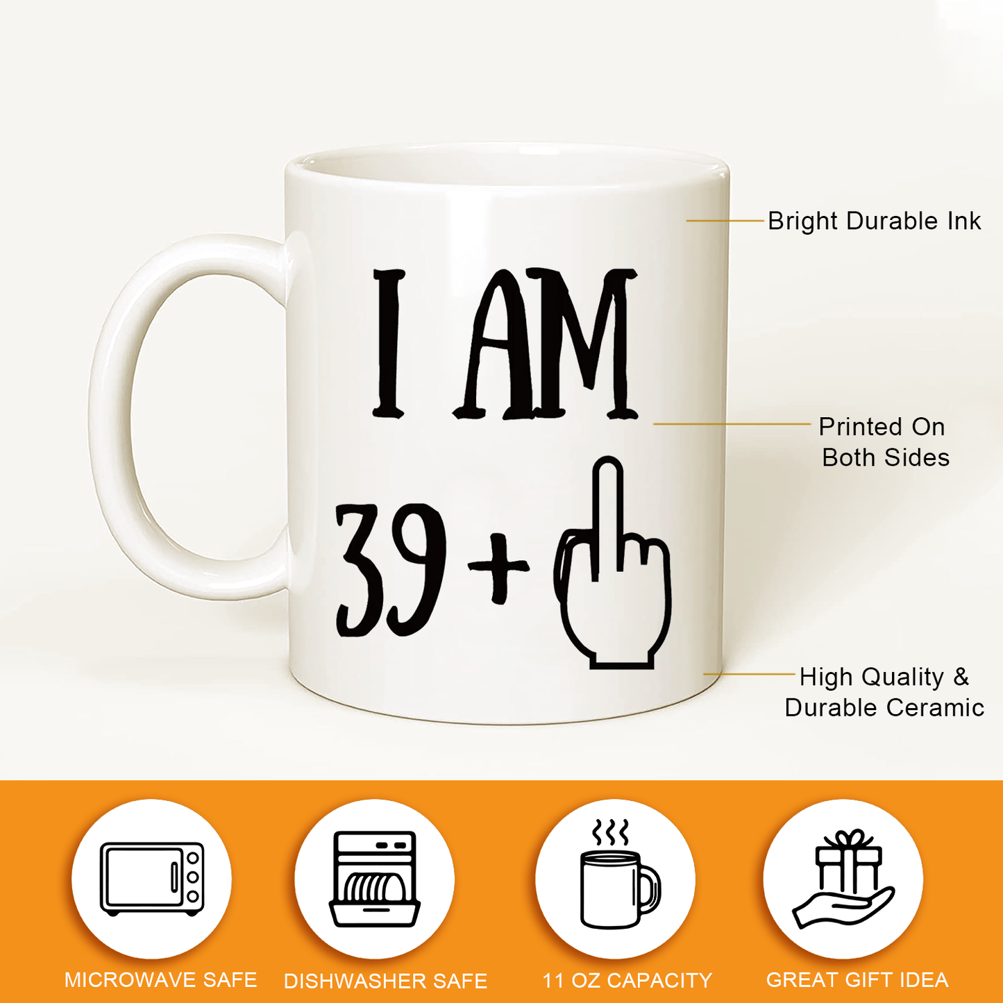 Funny 40th Birthday Gift, I am 39+1 Coffee Mug Birthday Gift for Your Parents or Friends