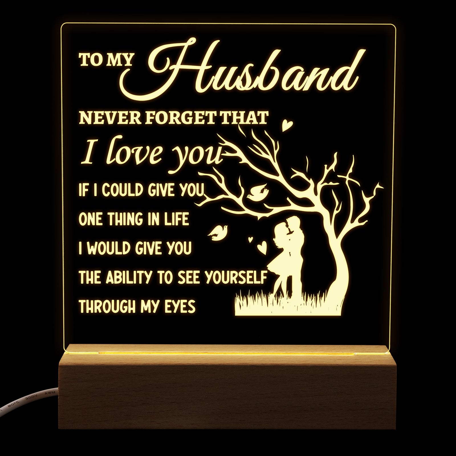 Square Night Lamp Gift for Husband,Never Togeter That I L ove You,Gift for Husband Anniversary Valentine's Day Form Wife