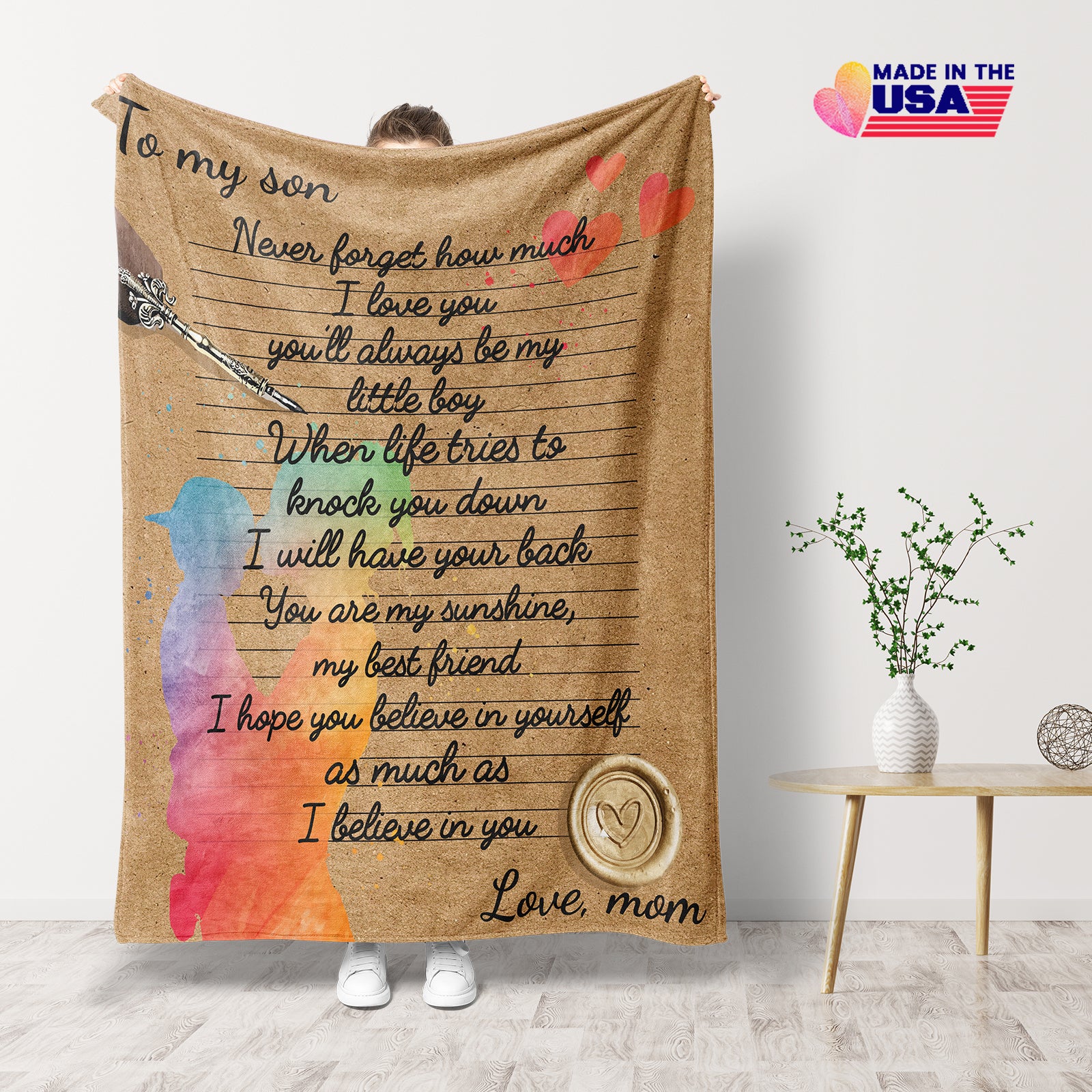 A letter to my son,Warm blanket gift for son birthady bar mitzvah from mom