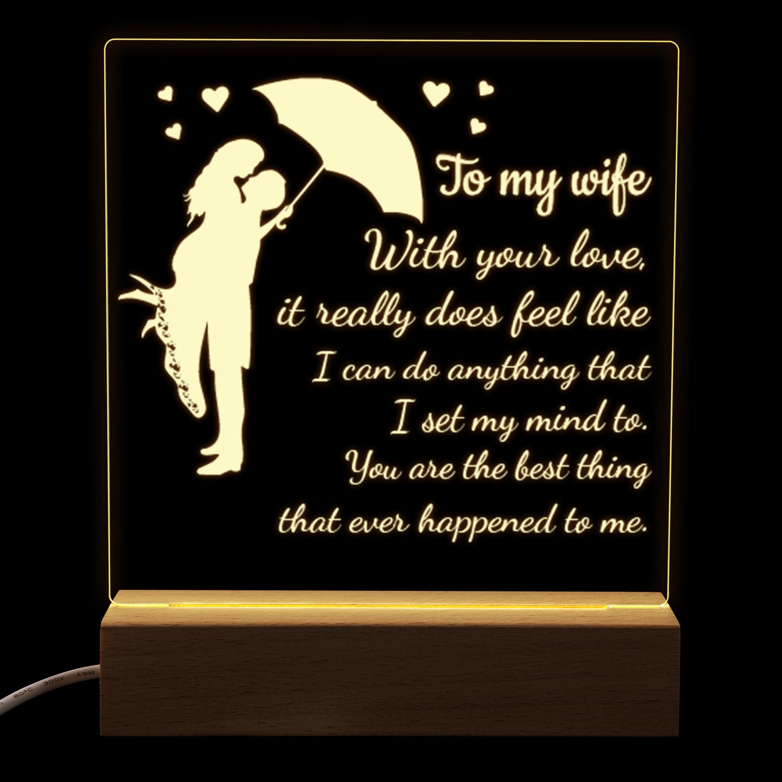 Square Night Lamp Gift for Wife,To My Wife With Your Love,Gift for Wife Birthday Anniversary Valentine's Day，Gift for Wife from Husband