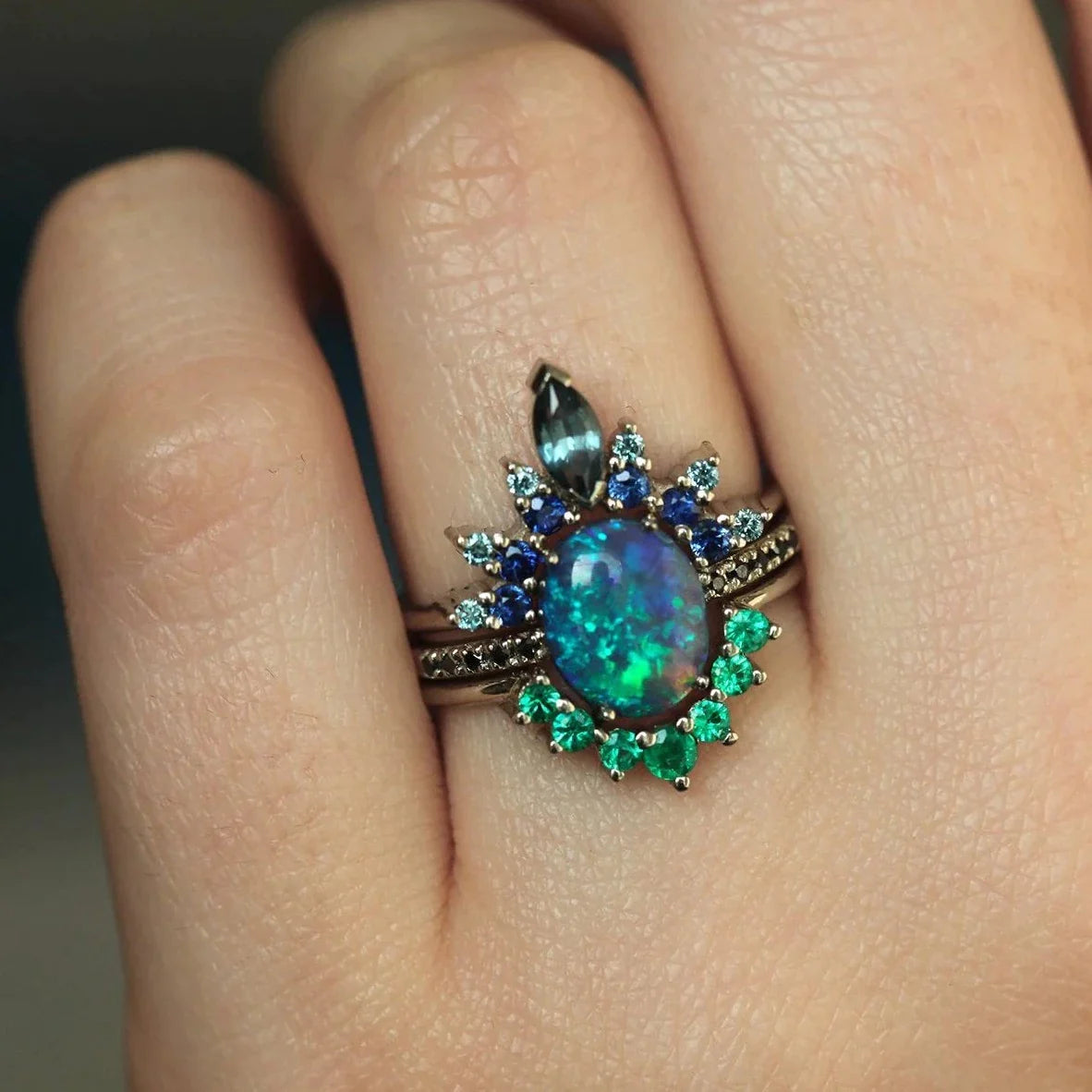 Sterling Silver Black Opal Lagoon Ring