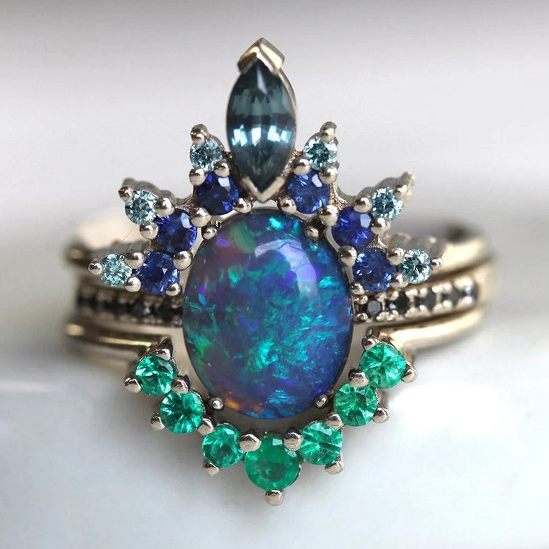 Sterling Silver Black Opal Lagoon Ring