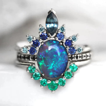 Sterling Silver Black Opal Lagoon Ring