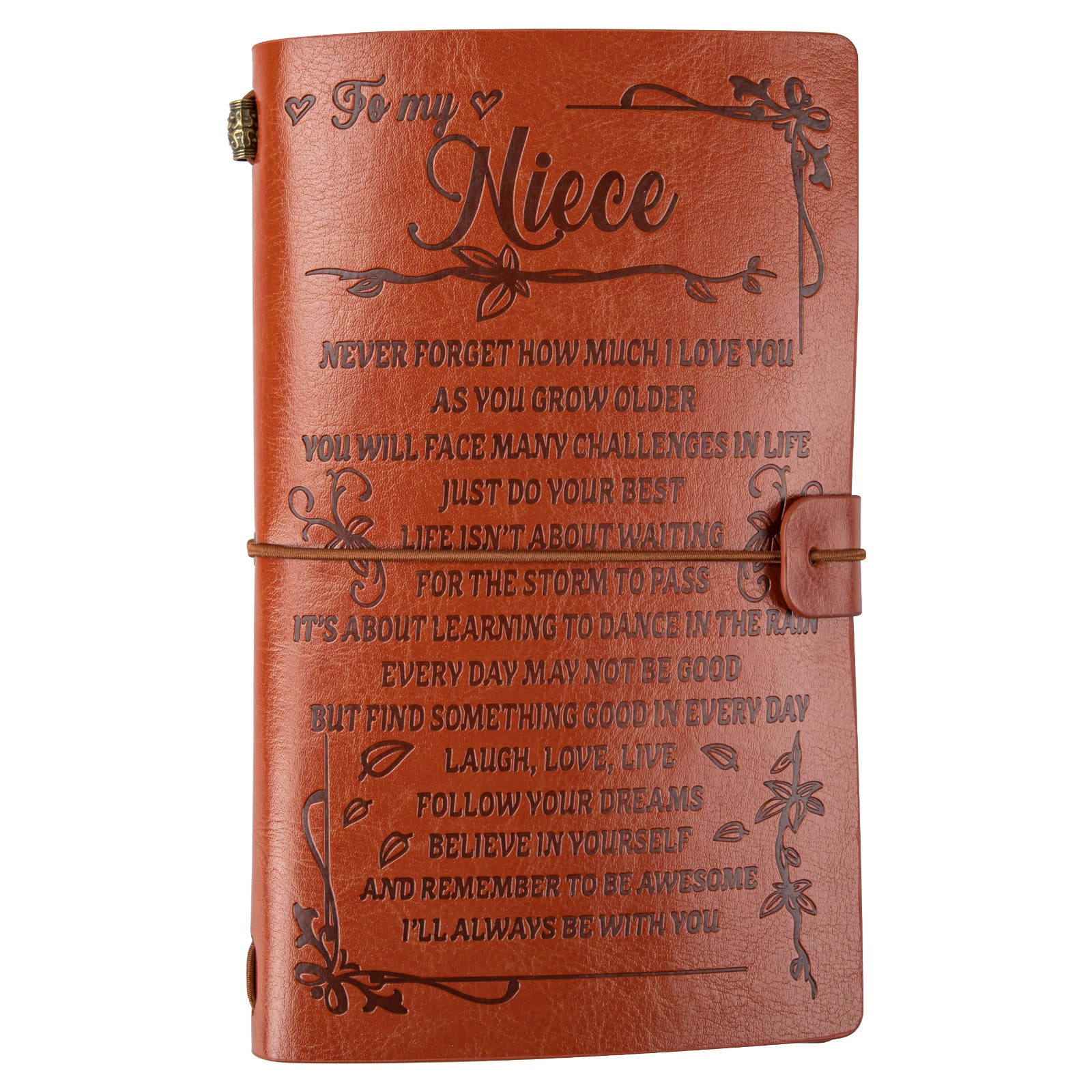 Birthday Gift for Niece to My Niece Leather Journal, 140 Page Refillable Journal Notebooks, Travel Diary Back to School Encouragement Gift for Niece from Aunt Uncle