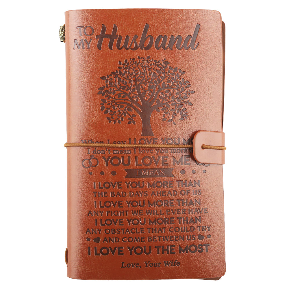 Husband Birthday Gifts from Wife, Wedding Anniversary Birthday Gifts for Husband from Wife, 140 Page Husband Leather Journal Gifts for Christmas, Romantic Gifts for Him