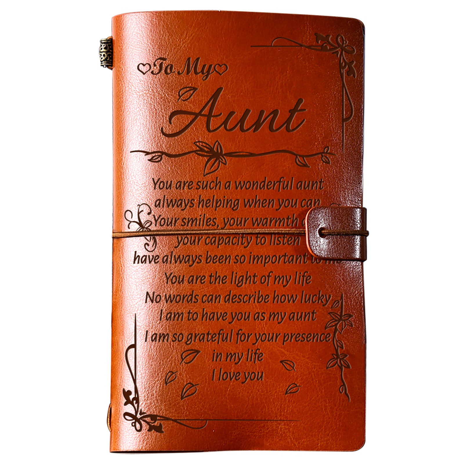 Birthday Gift for Aunt to My Aunt Leather Journal, 140 Page Refillable Journal Notebooks, Travel Diary Back to School Encouragement Gift for Aunt from Niece Nephew