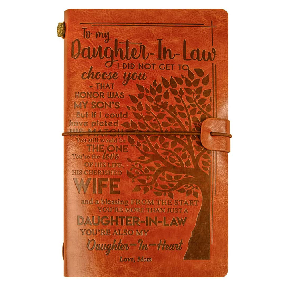 to My Daughter in Law Leather Journal from Mom Journal Notebook Engraved Travel Writing Diary Future Daughter-in-Law Gift for Birthday Wedding Anniversary