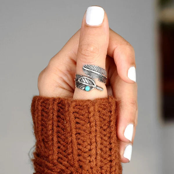 Feather Turquoise Sterling Silver Ring