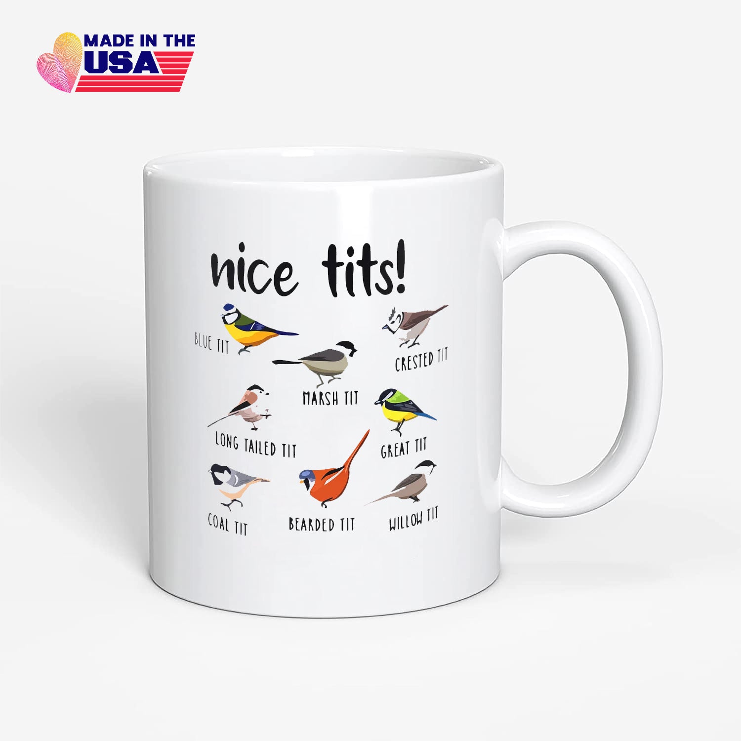 Nice Tits Coffee Mug, Bird Watchers, Fowl Language, Bird Lovers Gift, Funny Bird Present