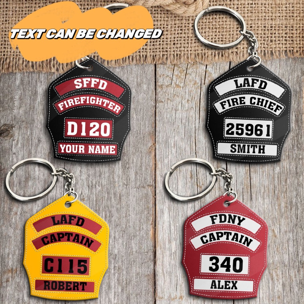 Firefighter's Helmet Front Shield Personalized Acrylic Keychain