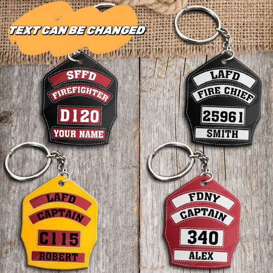 Firefighter's Helmet Front Shield Personalized Acrylic Keychain