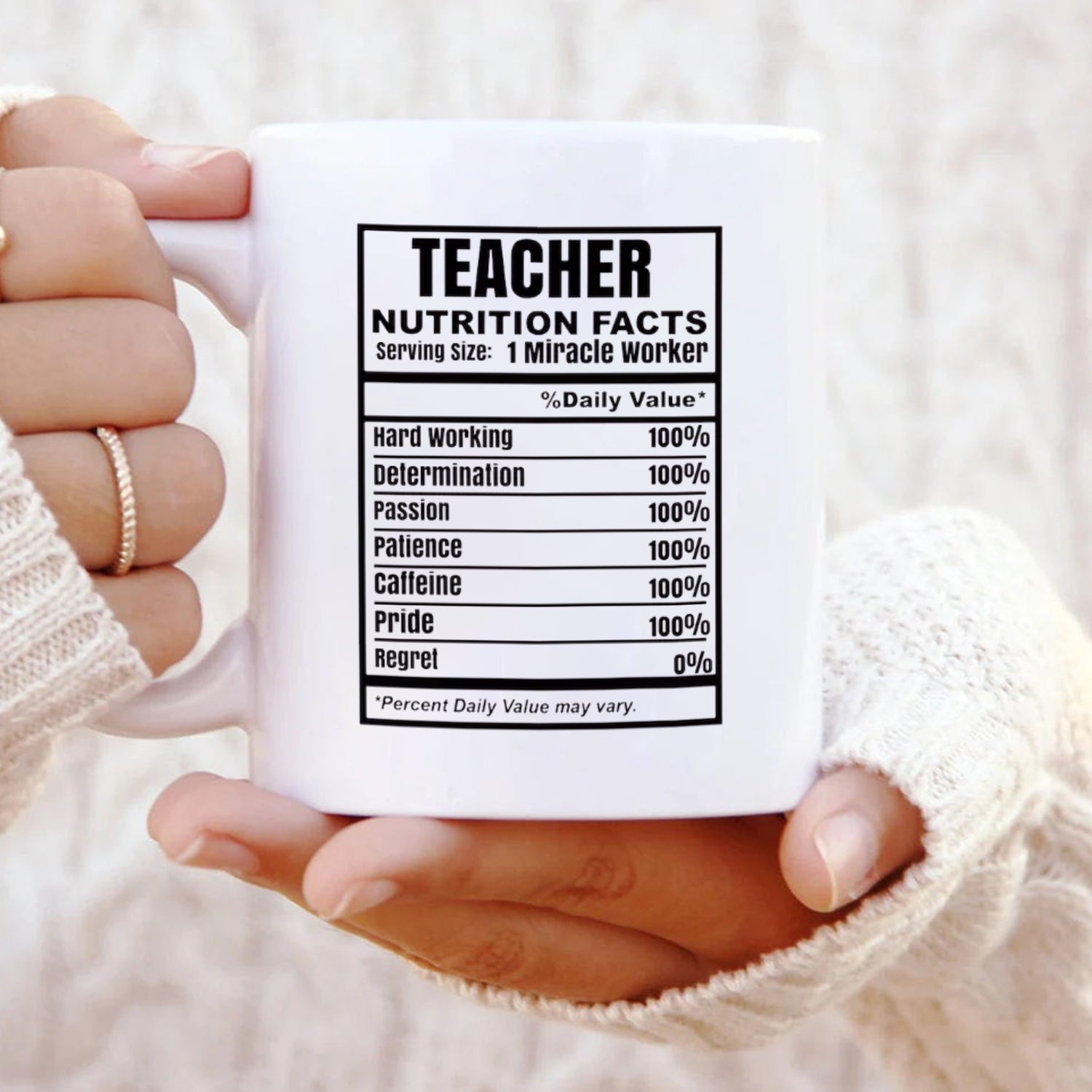 teacher nutrition facts, teacher coffee mug, funny gift for teacher day birthday