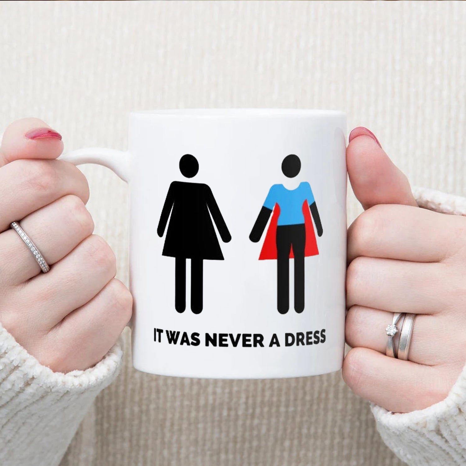 It was never a dress Mug, Funny Coffee Mug, Women's Equality Day Gift for you mom, sister, wife, Feminist coffee mug