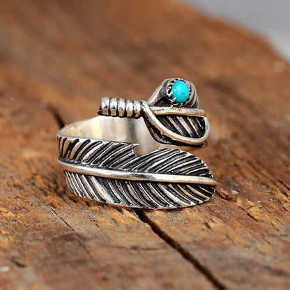Feather Turquoise Sterling Silver Ring