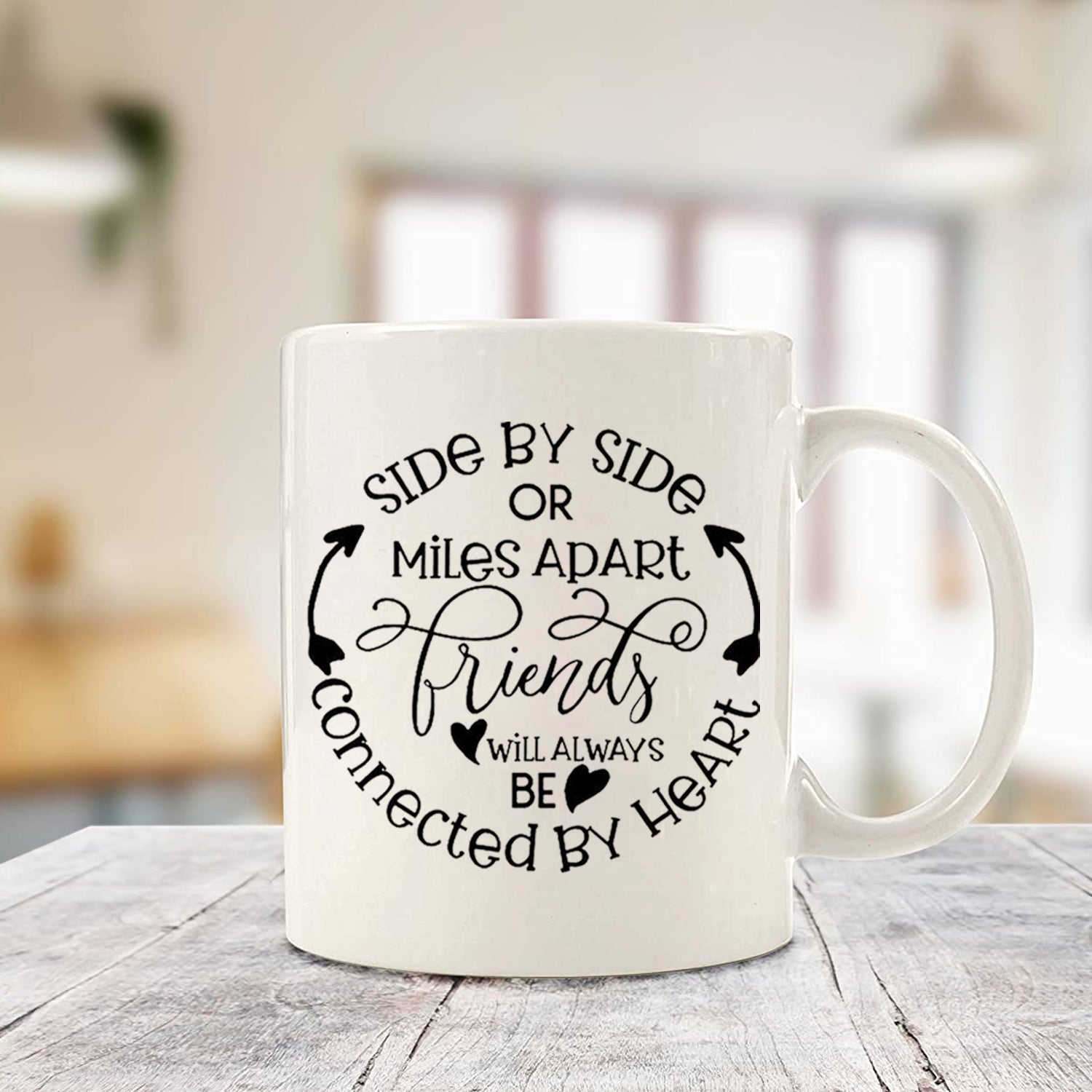 Side By Side Or Miles Apart Coffee mug, Best Friend Mug For Women, Sister, Gift For Best Friendma