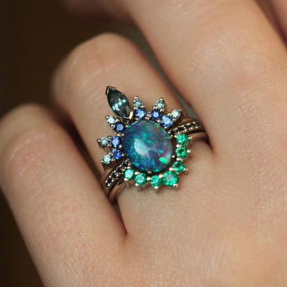 Sterling Silver Black Opal Lagoon Ring