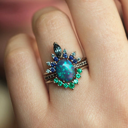 Sterling Silver Black Opal Lagoon Ring